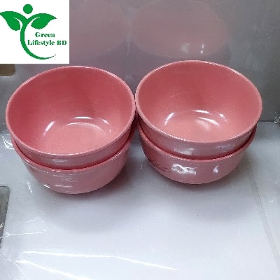 Picture of Big Size Melamine Soup Bowl Four pcs 4.5" Round Pink Color Multi Design Print - Pink