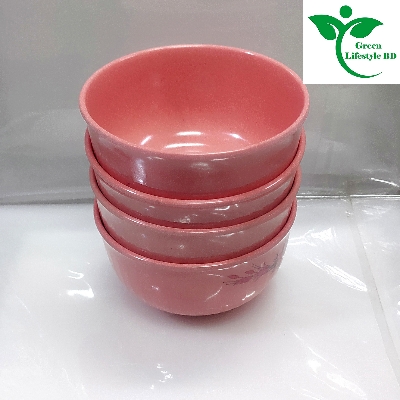 Picture of Big Size Melamine Soup Bowl Four pcs 4.5" Round Pink Color Multi Design Print - Pink