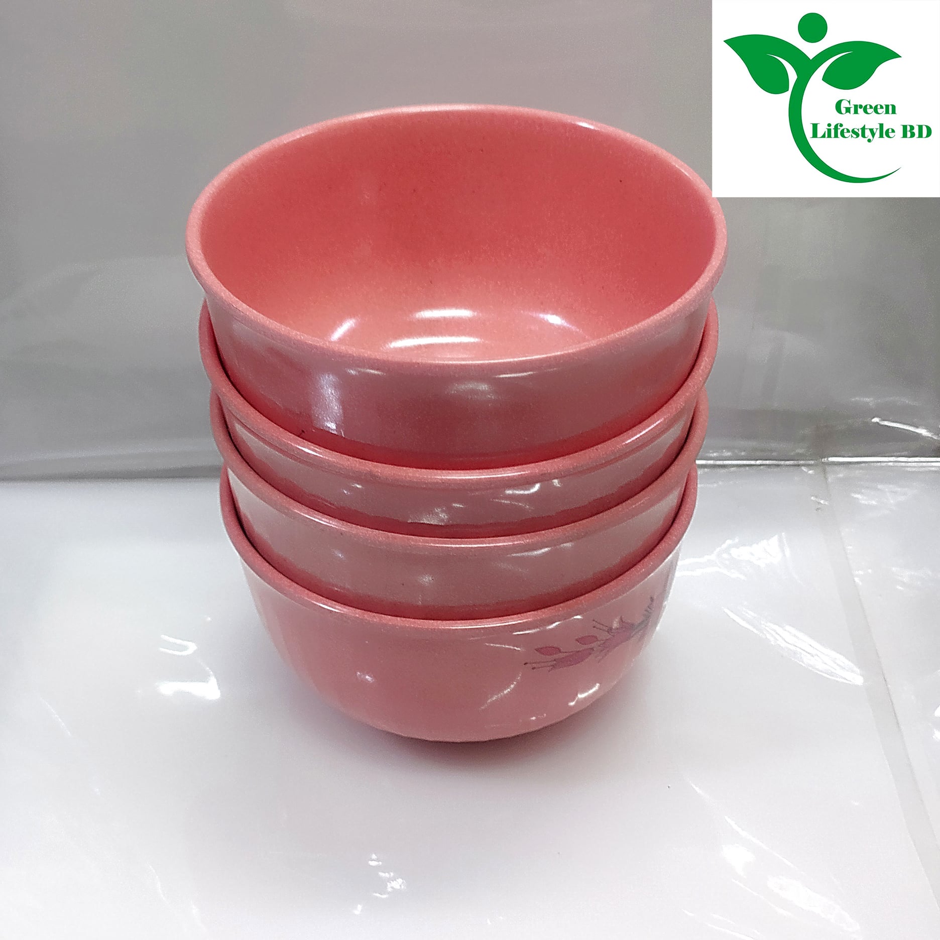 Picture of Big Size Melamine Soup Bowl 6 pcs 4.5" Round Pink Color Multi Design Print - Pink