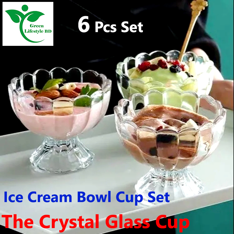 Picture of 6 Ps Set Glass Ice Cream Cup/Ice Cream Bowl/Dessert Special Cup/Glass Bowl for Fruit Salad - Coffee Mug - Clear