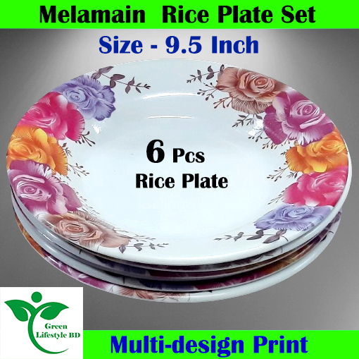 Picture of 6 pcs Set Big Size Melamine Plate (9.5" Size ) for Home & Office High Quality Melamine. - Multicolor