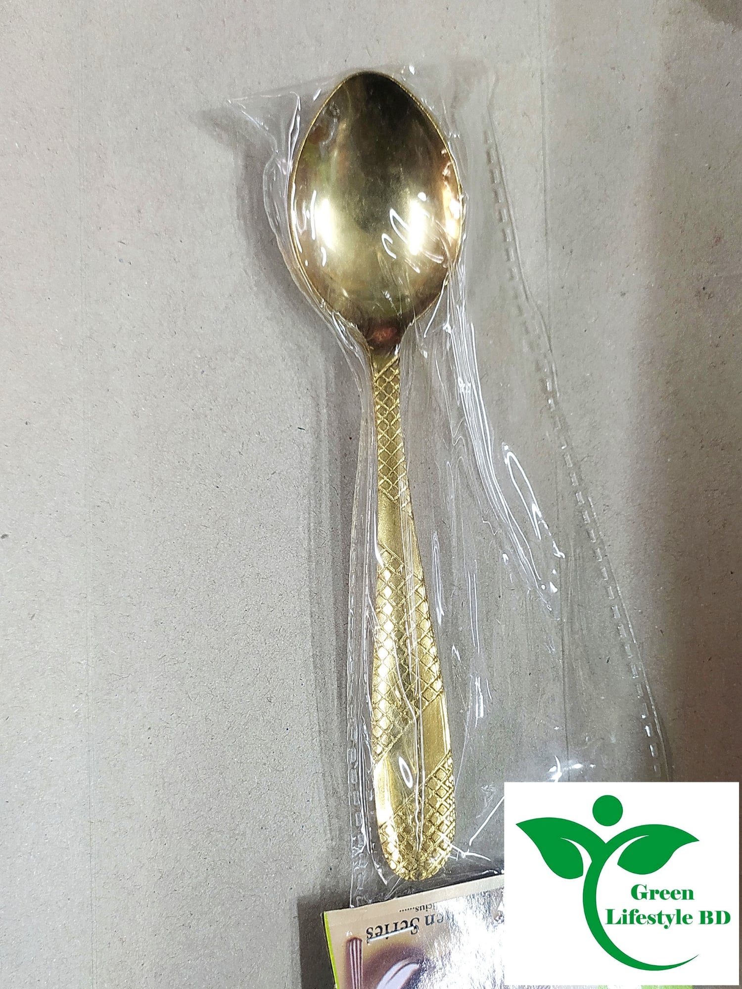 Picture of 12-Pcs Set Golden Color Tea Spoon Set Stainless Steel (Tea Spoon 6-Pcs & Fork Spoon 6-Pcs) -Chopsticks - Gold