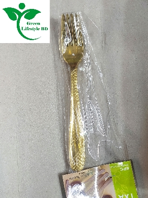 Picture of 12-Pcs Set Golden Color Tea Spoon Set Stainless Steel (Tea Spoon 6-Pcs & Fork Spoon 6-Pcs) -Chopsticks - Gold