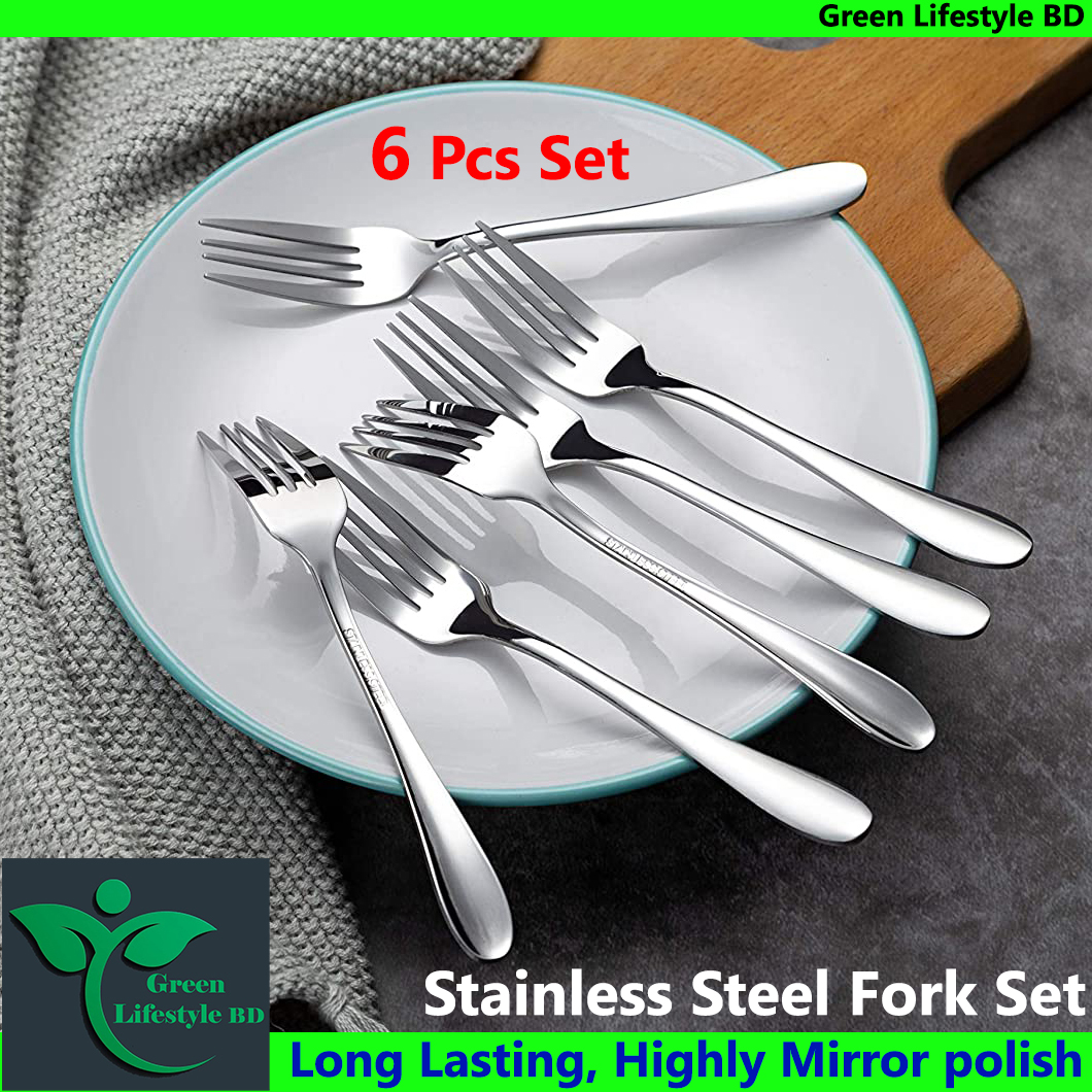 Picture of Stainless Steel 6pcs fork spoon for any occasion food and desserts (15cm/6 inch). - Silver
