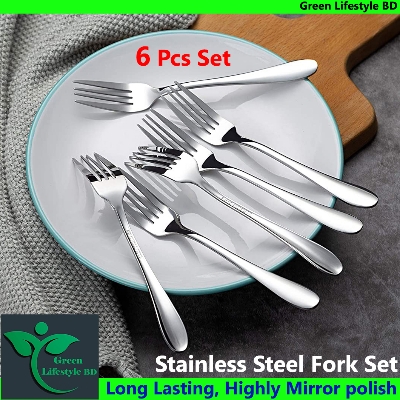 Picture of Stainless Steel 6pcs fork spoon for any occasion food and desserts (15cm/6 inch). - Silver