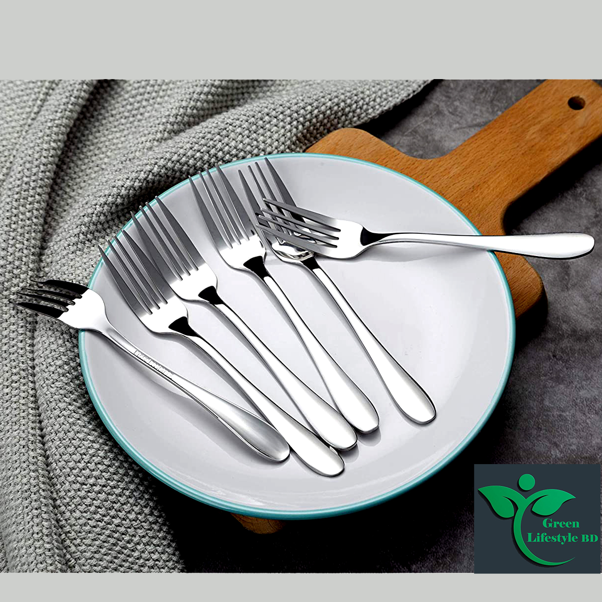 Picture of Stainless Steel 6pcs fork spoon for any occasion food and desserts (15cm/6 inch). - Silver