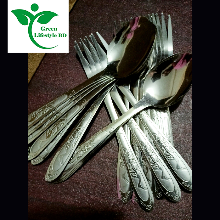 Picture of Tea And Fork Stainless Steel Spoon Set 24 Pcs Complete Set (Size 6 Inch) For Your Dining Needs Premium Quality Long-Lasting Use. - Silver
