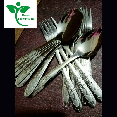 Picture of Tea And Fork Stainless Steel Spoon Set 24 Pcs Complete Set (Size 6 Inch) For Your Dining Needs Premium Quality Long-Lasting Use. - Silver