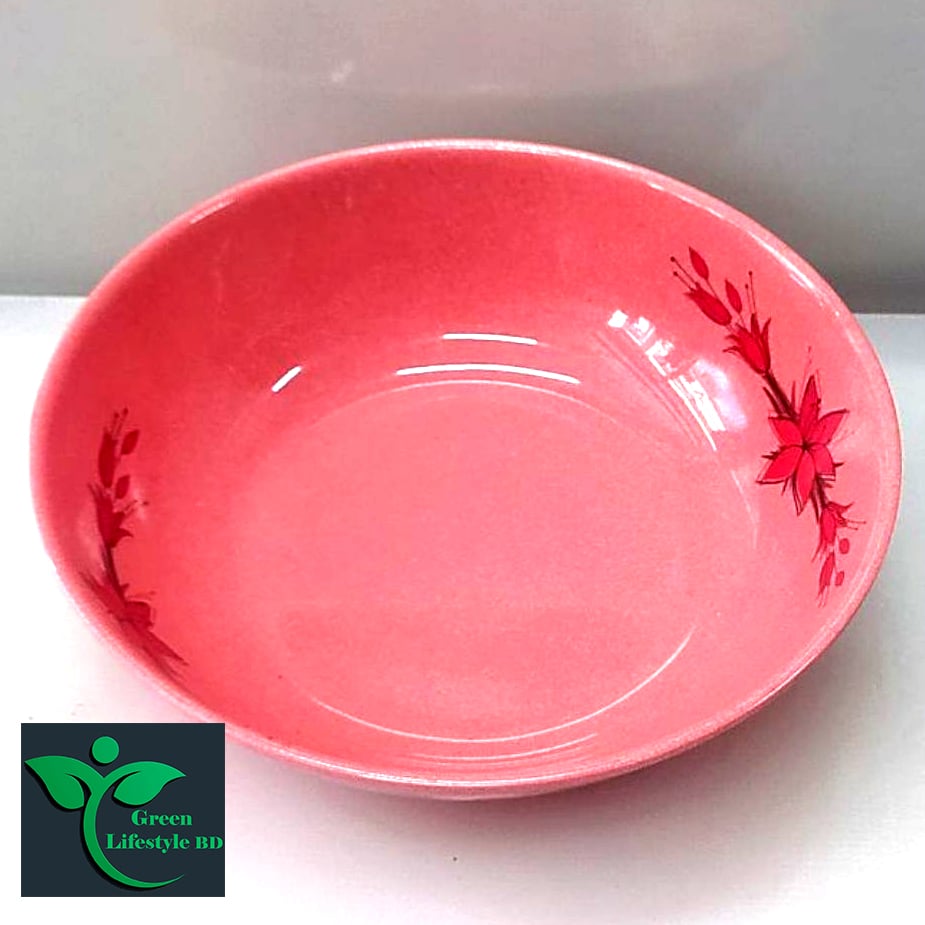 Picture of 4 pcs set melamine bowl medium size 6-inch pink color for home and office. - Pink