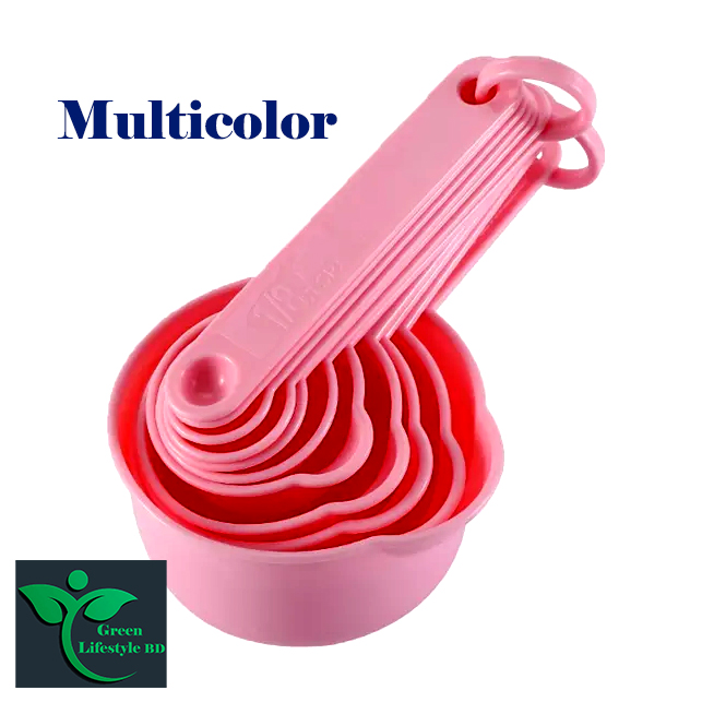 Picture of 2 set measuring Cup and Spoons 8pcs set Plastic Measuring Spoon Useful Sugar Cake Baking Spoon for Kitchen Baking Measuring - Multicolor