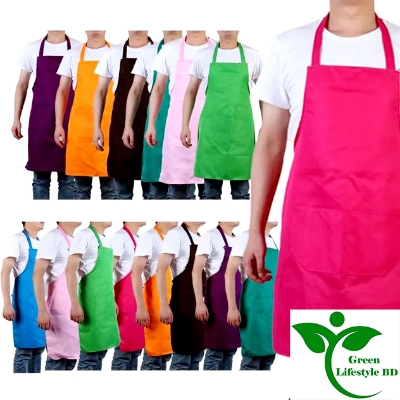 Picture of 1 Pack Adjustable Bib Apron 2 Pockets Cooking Kitchen Bar Chef Apron - Multicolor