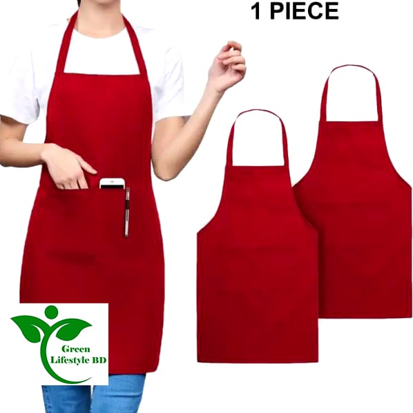 Picture of 1 Pack Adjustable Bib Apron 2 Pockets Cooking Kitchen Bar Chef Apron - Multicolor