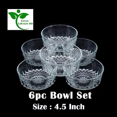 Picture of 6 Pcs Crystal Glass Bowl Set / Firni Bowl Set / Bowl & Dessert Set Size 4 inch for home office and restaurant - Clear