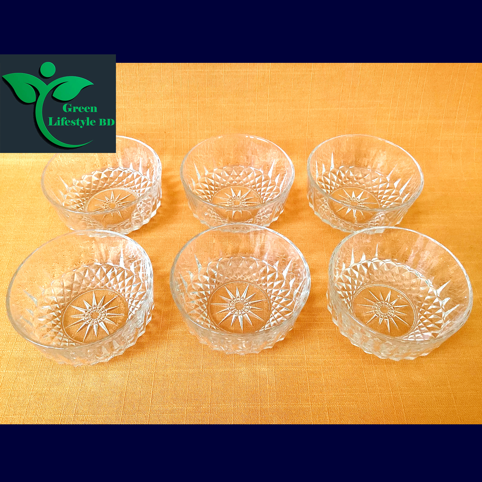 Picture of 6 Pcs Crystal Glass Bowl Set / Firni Bowl Set / Bowl & Dessert Set Size 4 inch for home office and restaurant - Clear