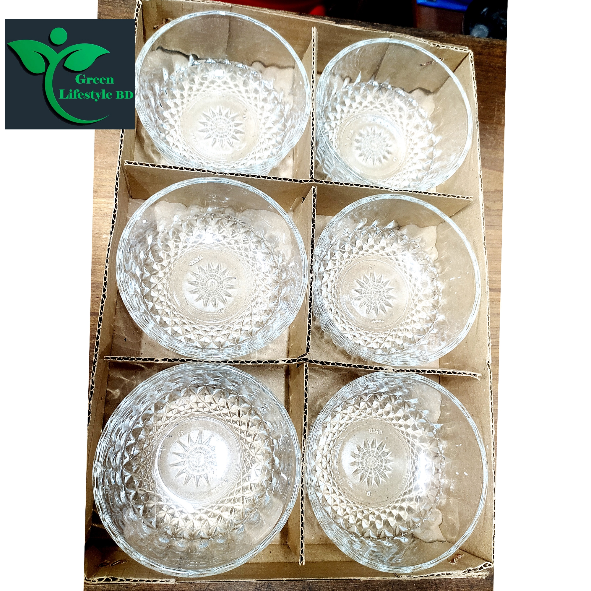 Picture of 6 Pcs Crystal Glass Bowl Set / Firni Bowl Set / Bowl & Dessert Set Size 4 inch for home office and restaurant - Clear