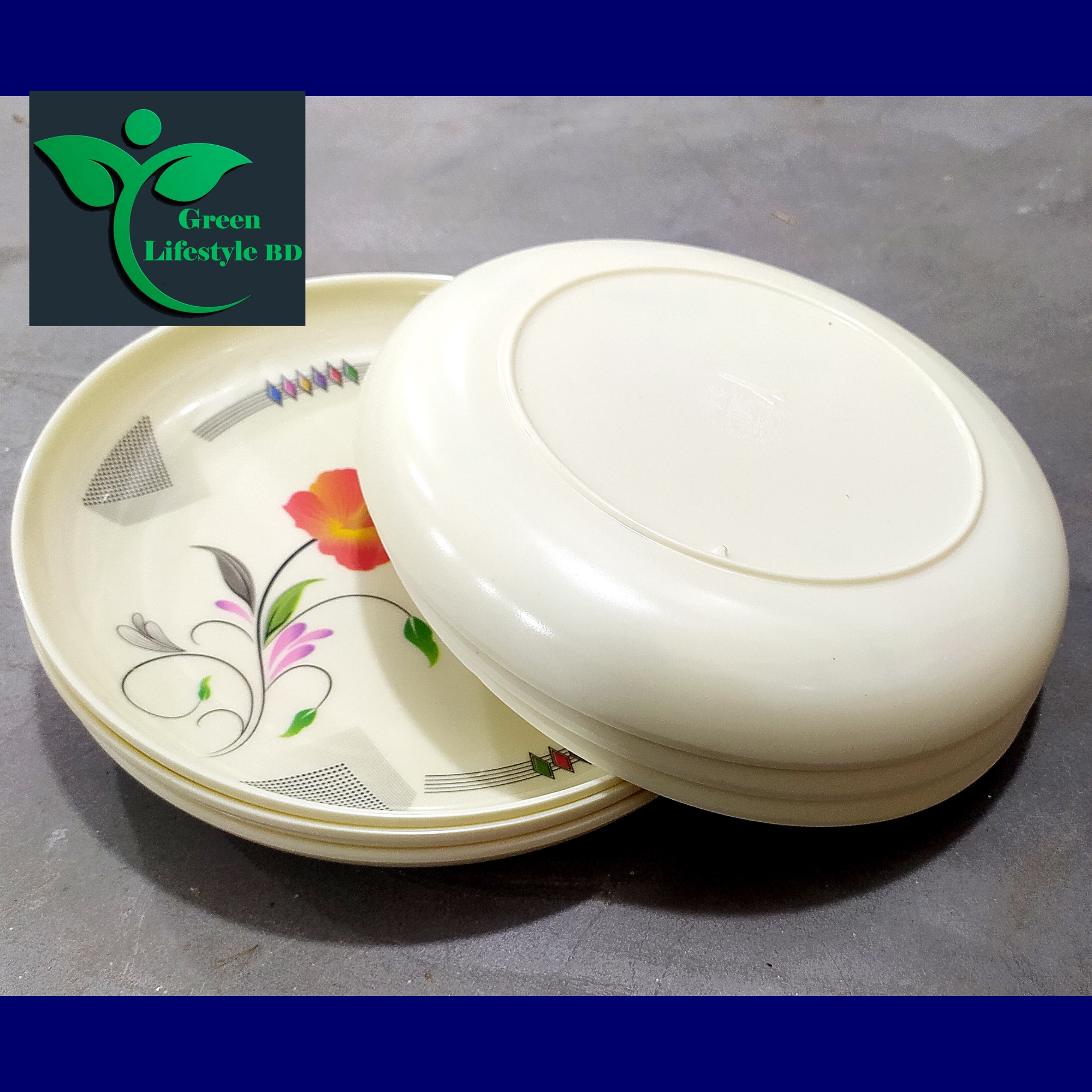 Picture of Big size 10.8 inch Dinner Plate / Rice Dinner Plate, 6 Pcs Set Multicolor Microwave oven safe, Dishwasher Safe, Dining Plate Set. - Cream