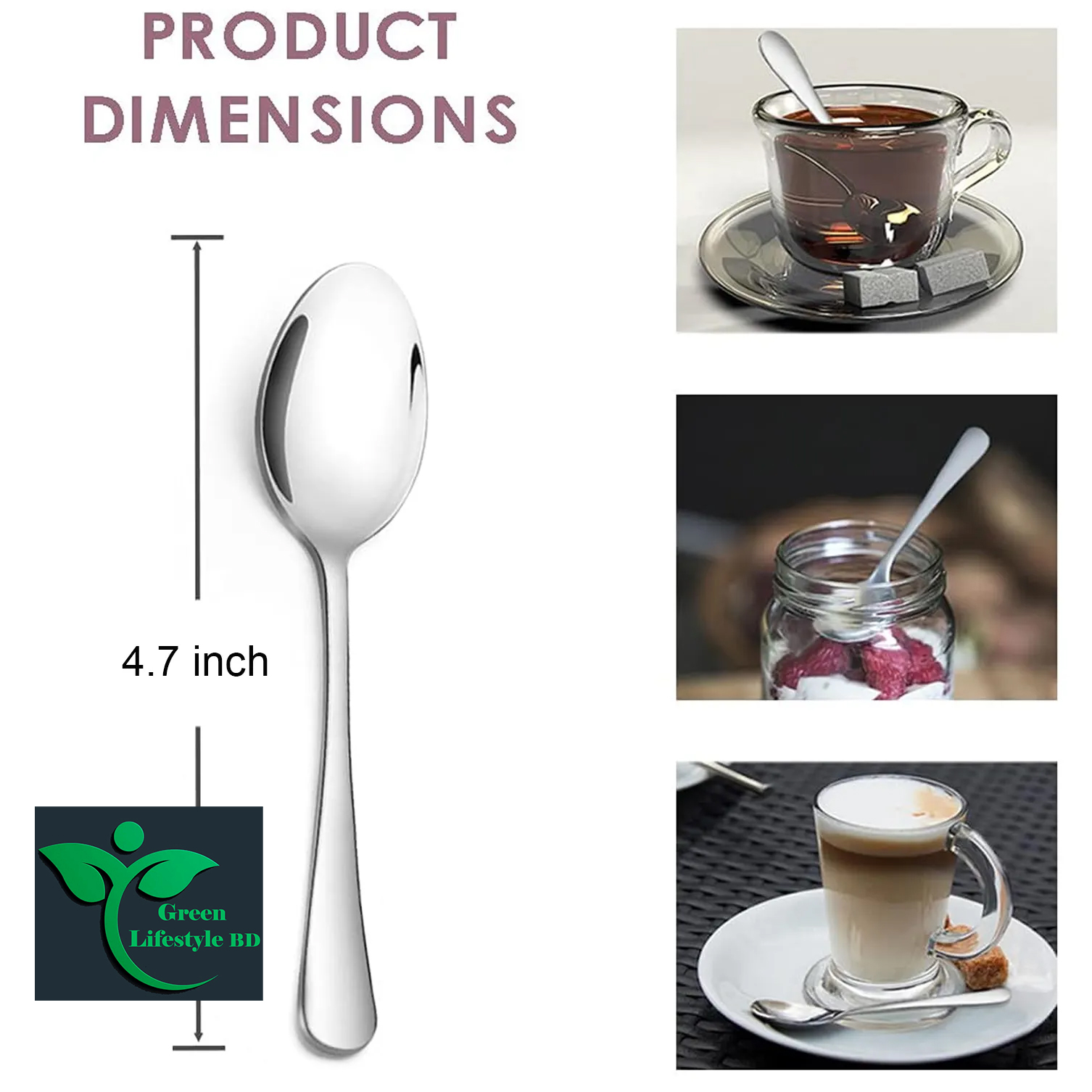 Picture of High Quality Small Stainless Steel Tea Spoon 12 pcs set Classic Flatware Cutlery size 5 inch  for Coffee and Honey for Restaurants and Hotels - Clear