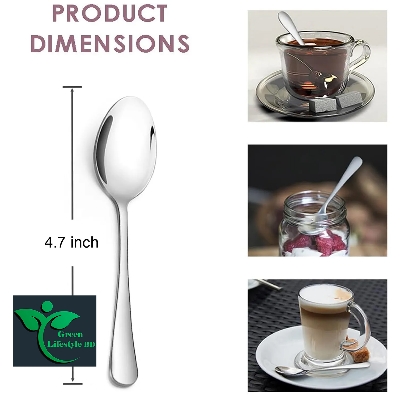 Picture of High Quality Small Stainless Steel Tea Spoon 12 pcs set Classic Flatware Cutlery size 5 inch  for Coffee and Honey for Restaurants and Hotels - Clear