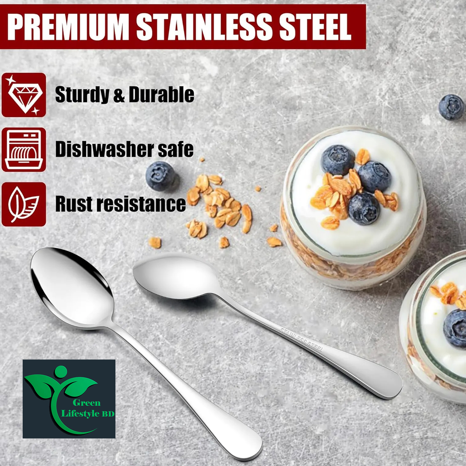Picture of 6 Pcs Mini Tea Spoon Set 5 Inch Dessert Coffee Spoon Flatware Stainless Steel Spoon Mirror Polished - Silver