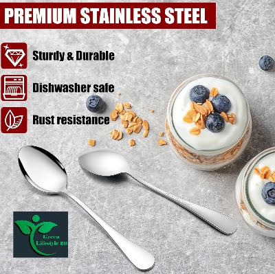 Picture of 6 Pcs Mini Tea Spoon Set 5 Inch Dessert Coffee Spoon Flatware Stainless Steel Spoon Mirror Polished - Silver