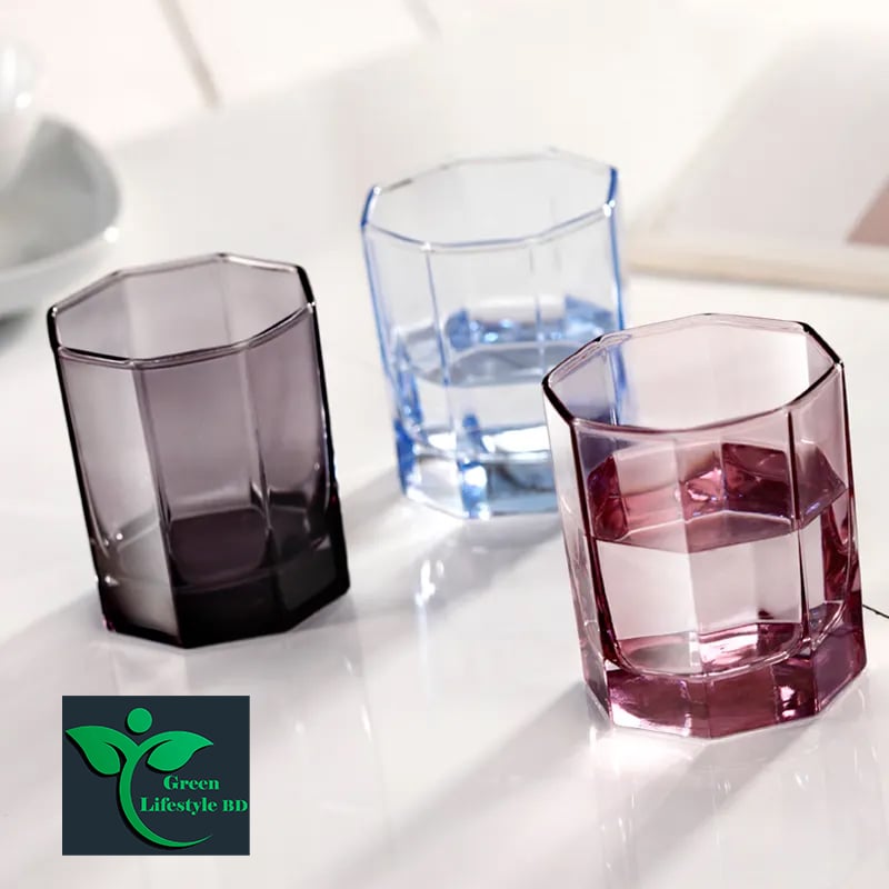 Picture of 220ml Italian Premium Juice Glasses and Transparent Water Glass Medium Size Tumbler Glasses for Drinking Water and Cocktails, Diamond Design Glass Water Glass Set of 6 (Set of 6) - Clear