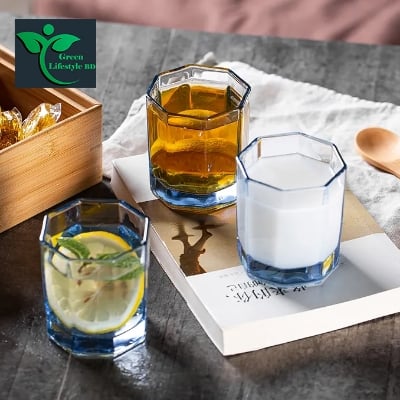 Picture of 220ml Italian Premium Juice Glasses and Transparent Water Glass Medium Size Tumbler Glasses for Drinking Water and Cocktails, Diamond Design Glass Water Glass Set of 6 (Set of 6) - Clear