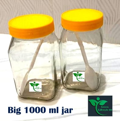Picture of 1000 ml Glass Jar 02 Pes  Set Glassware food jar, Food container Set, kitchen glass jar. for Kitchen and dining - Clear 2 pcs