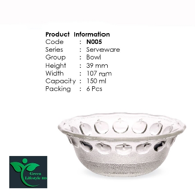 Picture of 6-Piece Glass Bowl Set – Perfect for Snacks, Firni, Soup & More | Nasir N-58B - Clear