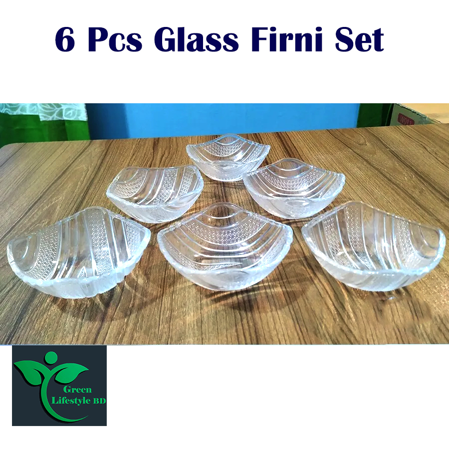 Picture of 6-Pcs Crystal Glass Square Bowl Set – For Firni, Snack & Soup | N142b - Clear