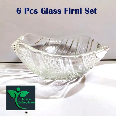 Picture of 6-Pcs Crystal Glass Square Bowl Set – For Firni, Snack & Soup | N142b - Clear
