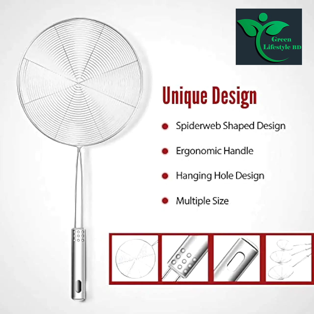 Picture of Stainless Steel Spider Strainer Skimmer Ladle Kitchen Cooking for Pasta and Frying in Kitchen -  Silver, 
3 PCS SET