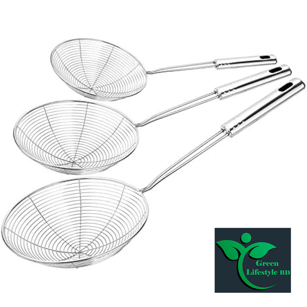 Picture of Stainless Steel Spider Strainer Skimmer Ladle Kitchen Cooking for Pasta and Frying in Kitchen -  Silver, 
3 PCS SET