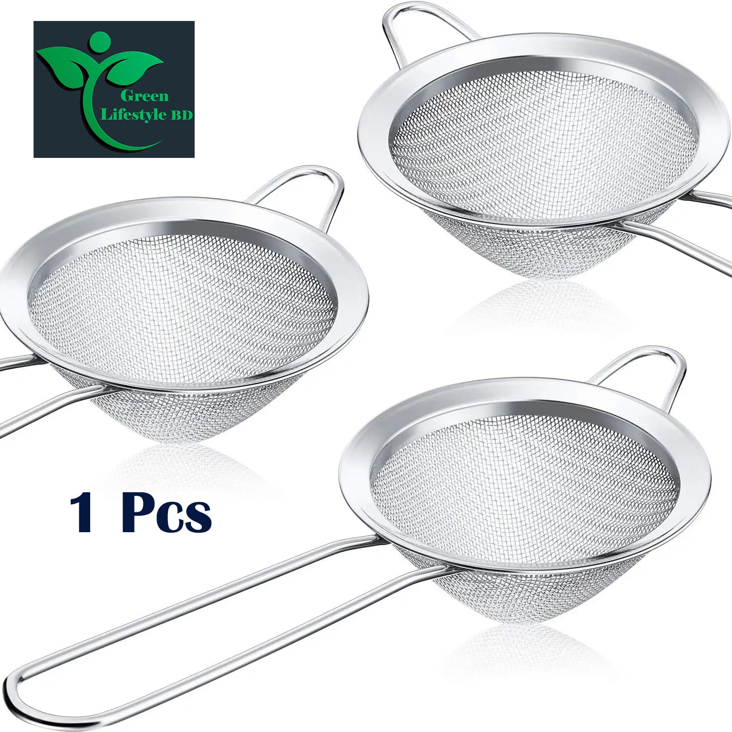 Picture of Chakni/Tea Strainer/Fine Mesh Stainless Steel Strainers -1/2/3 Pcs set Small, medium, big