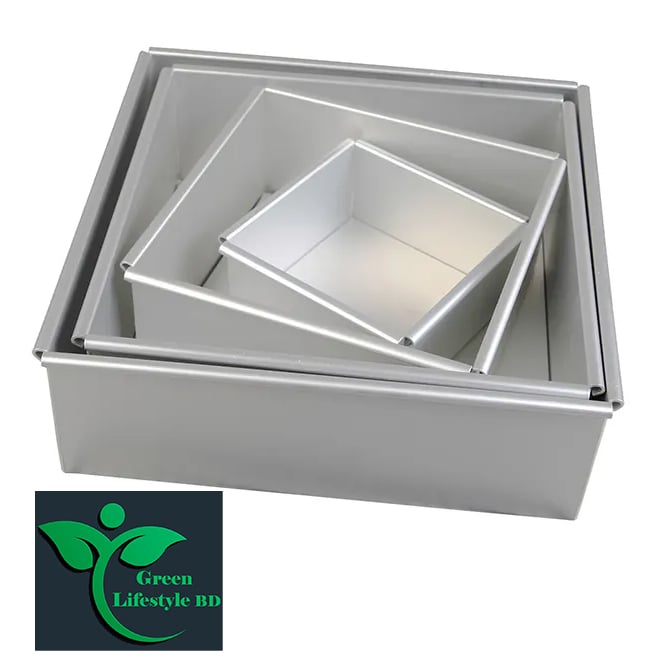 Picture of High Quality 4 Pcs Set Anodized Aluminum Deep Square Cake Pan Metal Chiffon Sponge Cake Baking Pan Cake Molds - Silver