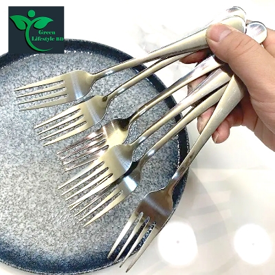 Picture of 6-Pcs Stainless Steel Coffee Mug Stirring Spoon and Silver Fork Set 7 -inch High-Quality Polished PP Cutlery for Hotels - Silver