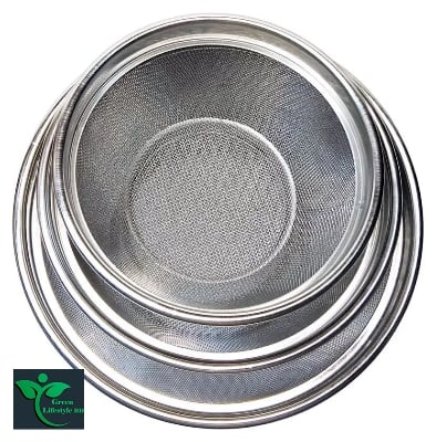 Picture of Stainless Steel Wire Mesh Kitchen Vegetable and Fruit Washing Strainer Drain Basket-(22 cm/25cm/28cm)