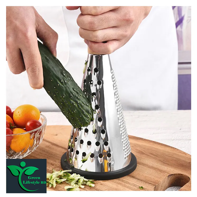 Picture of Stainless Steel 3 Side Food Grater Cutter Non-Slip Grip Handle Shredder Slicer for Vegetables Fruits Cheese Kitchen Chopper Juicer
