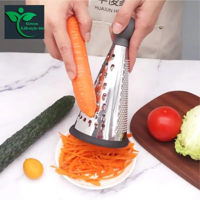 Picture of Stainless Steel 3 Side Food Grater Cutter Non-Slip Grip Handle Shredder Slicer for Vegetables Fruits Cheese Kitchen Chopper Juicer