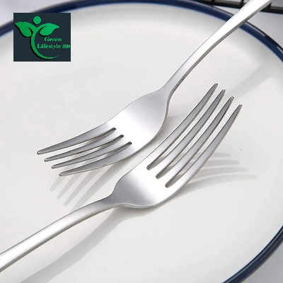 Picture of Home Kitchen Restaurant 12 Pcs Forks And Spoons Silverware Set Food Grade Stainless Steel Flatware Cutlery Set Size 6 Inch - Silver 12 Pcs Set