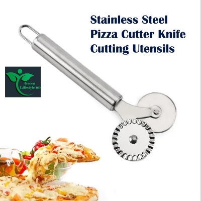 Picture of High Quality Stainless Steel Roller Curved Wheel Double Wheel Pizza Cutter Kitchen Gadgets Cake Spatula