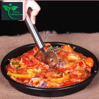 Picture of High Quality Stainless Steel Roller Curved Wheel Double Wheel Pizza Cutter Kitchen Gadgets Cake Spatula