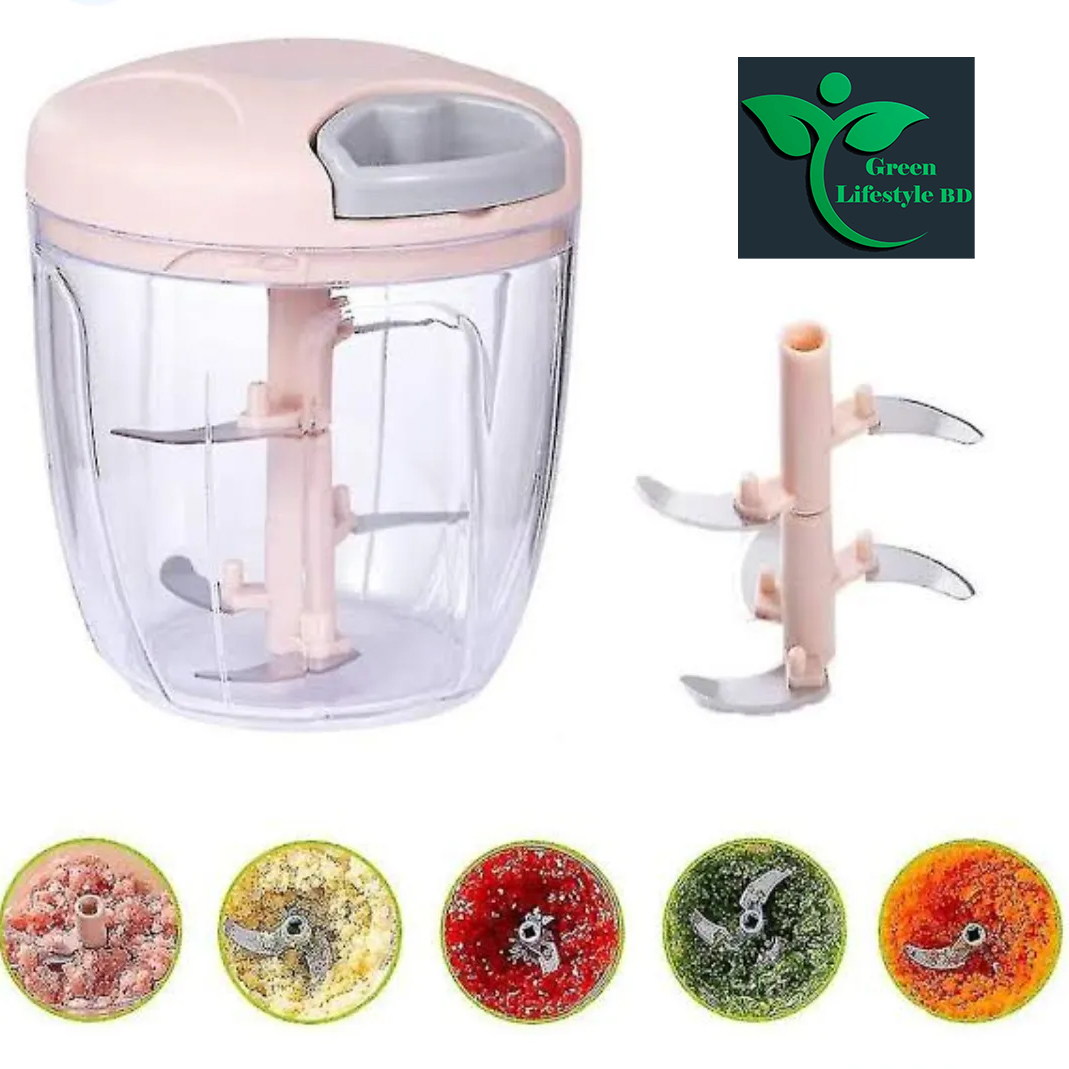 Picture of Manual Garlic Chopper Vegetable Cutter Slicer Fruit Crusher - 900/500ML Stainless Steel Kitchen Gadget for Meat, Vegetables & Fruit Crusher