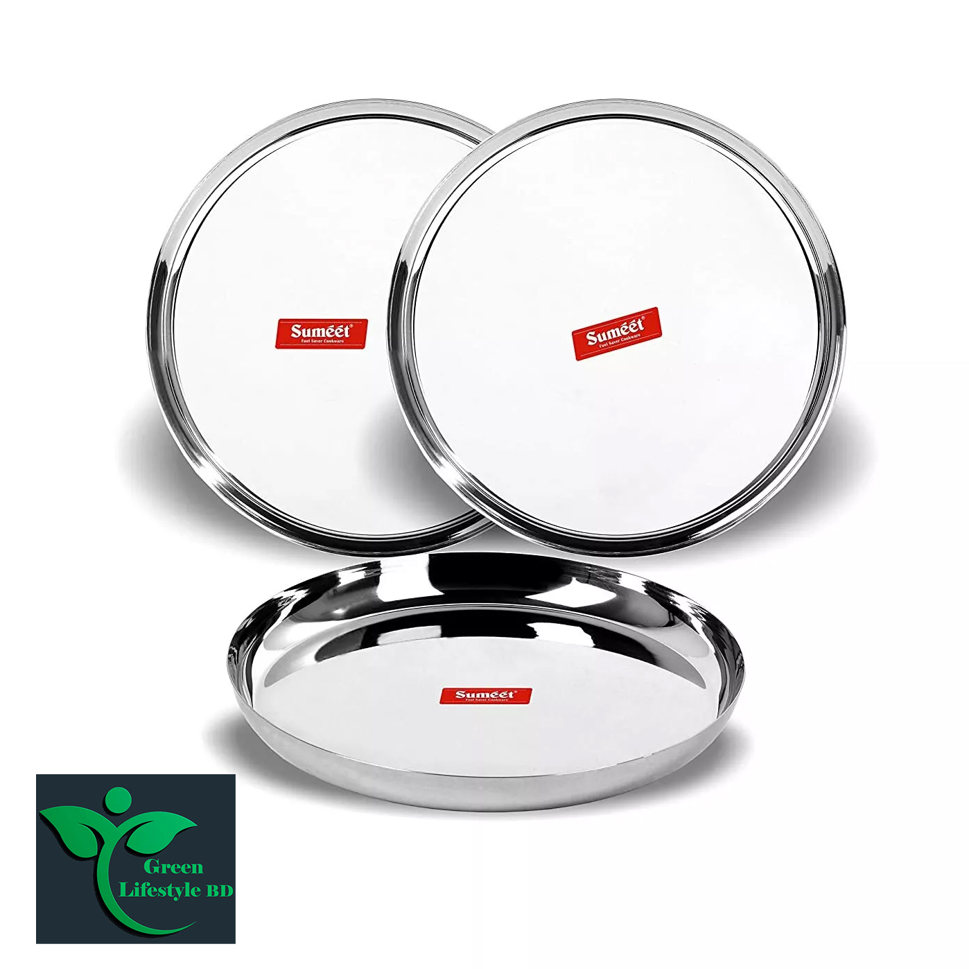 Picture of Stainless Steel Dinner Serving Plates (10.8-inch Diameter) – Set of 2/4/6 Pcs: