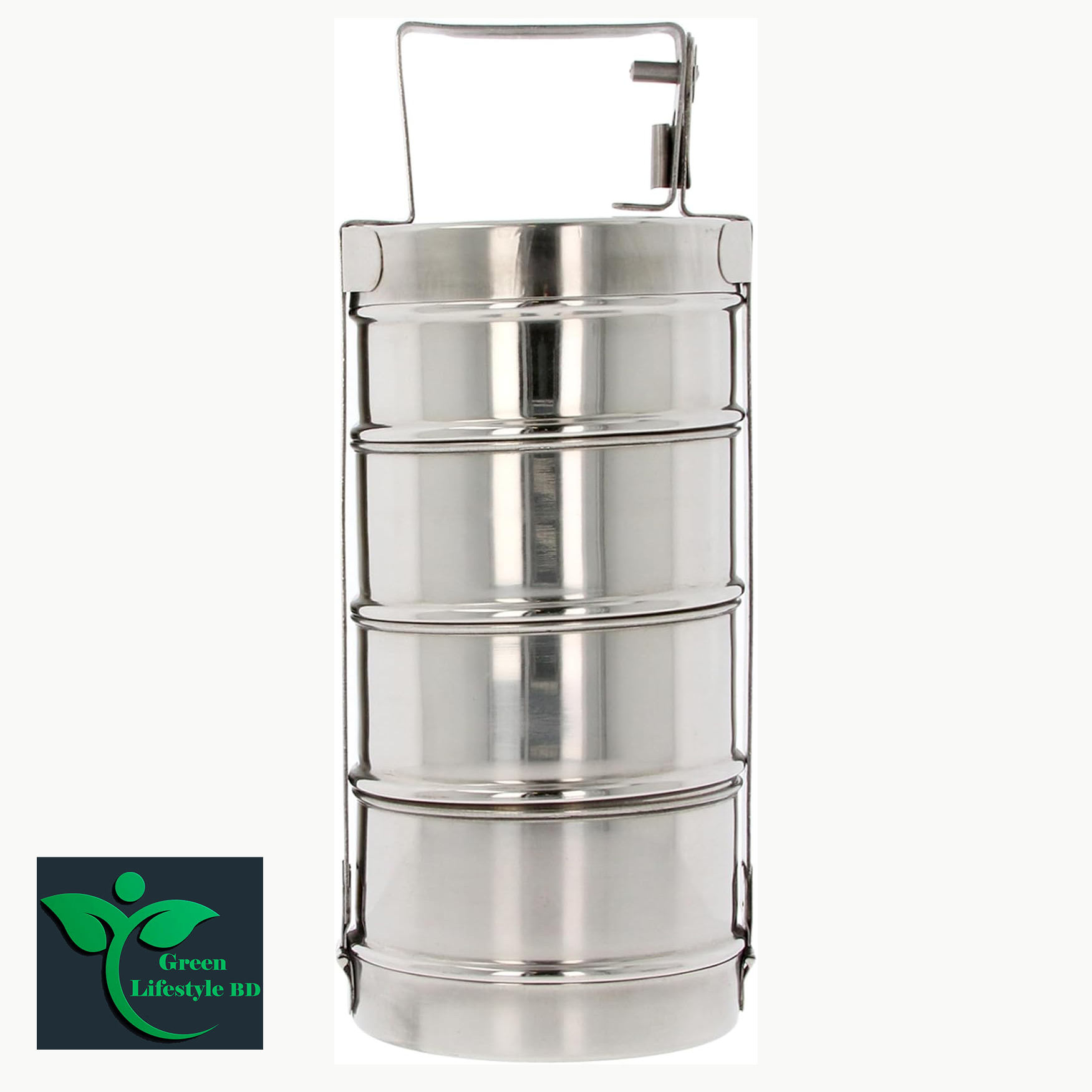 Picture of Tiffin Stainless Steel 3/4 Tier Lunch Box Multi Layer Stackable Round Containers Tiffin Hot Food Carrier Tins Lunch Storage Portable for Kids Adults Work Office School Picnic