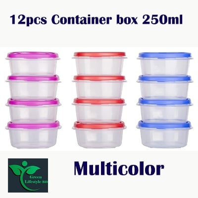Picture of Airtight Spice Kitchen Storage Box, Containers Box For Fridge, Utility, Pickle jar, Sauce & Dip Container (250ml, Set of 12, Multicolor) - Multicolor