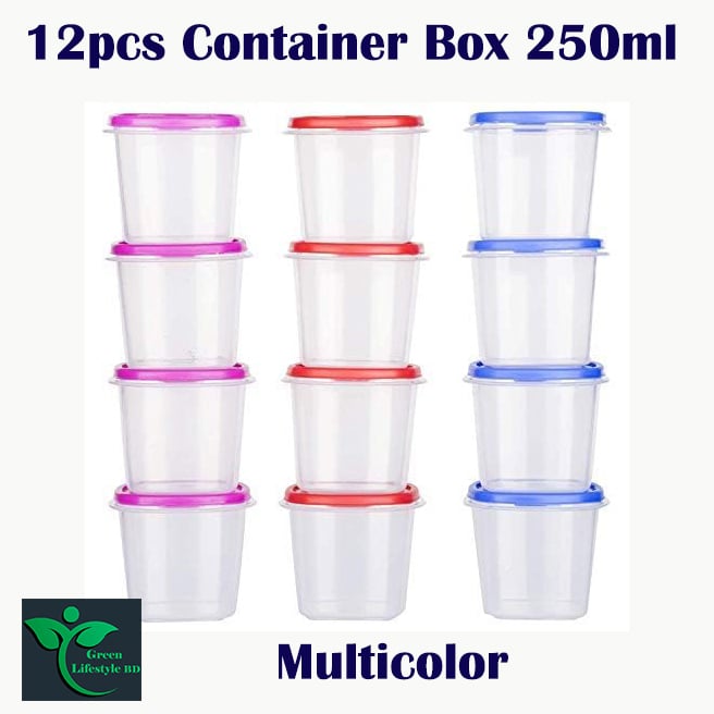 Picture of Airtight Spice Kitchen Storage Box, Containers Box For Fridge, Utility, Pickle jar, Sauce & Dip Container (250ml, Set of 12, Multicolor) - Multicolor