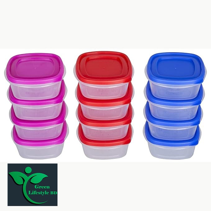 Picture of Airtight Spice Kitchen Storage Box, Containers Box For Fridge, Utility, Pickle jar, Sauce & Dip Container (250ml, Set of 12, Multicolor) - Multicolor