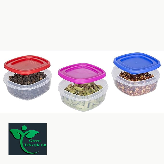 Picture of Kitchen Plastic Storage Box, Containers Box For Fridge, Utility, Pickle jar, Sauce & Dip Airtight Spice Container (250ml, Set of 12, Multicolor) - Multicolor