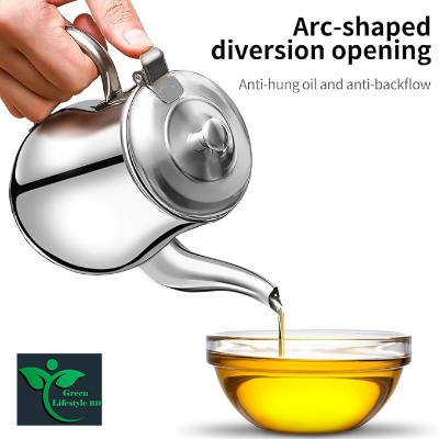Picture of Kitchen Strainer Stainless Steel Oil  Pot with Oil Strainer Container with Strainer Dispenser Oiler Strainer Container Can with Fine Mesh Strainer for Kitchen Cooking