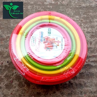Picture of Rainbow color food box multipurpose use four piece round shape, food grade plastic for kitchen and dining use (1475 ml) - Multicolor